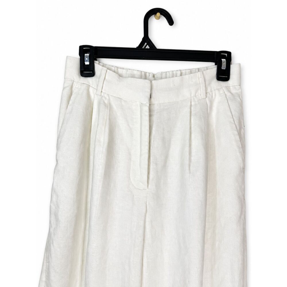 Abercrombie Sloane Linen Blend Wide Leg Pants White Size 28 6R - Picture 8 of 11